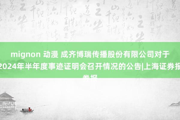 mignon 动漫 成齐博瑞传播股份有限公司对于2024年半年度事迹证明会召开情况的公告|上海证券报